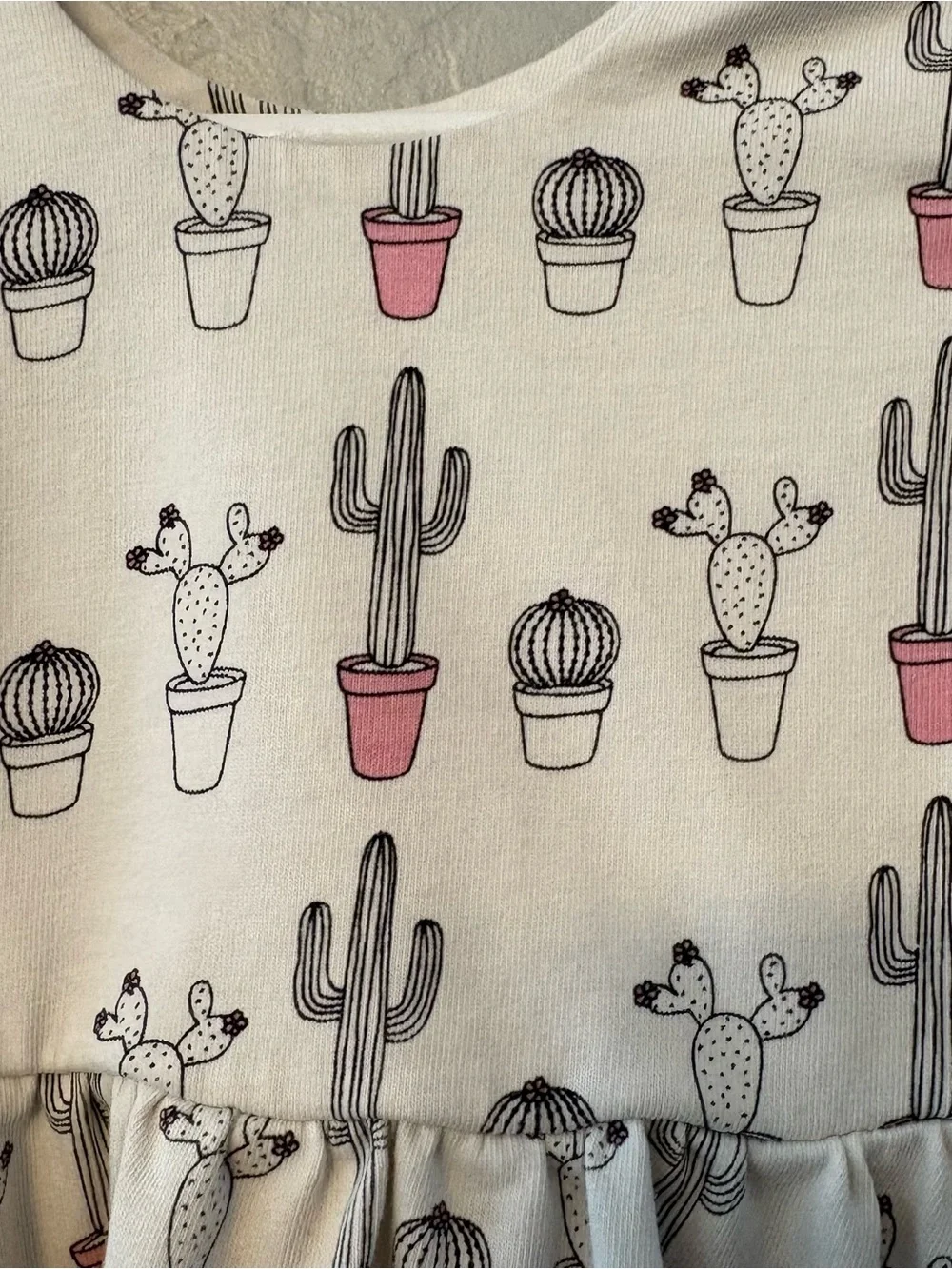Monica + Andy white black pink cactus print let's dance dress size 12-18 months